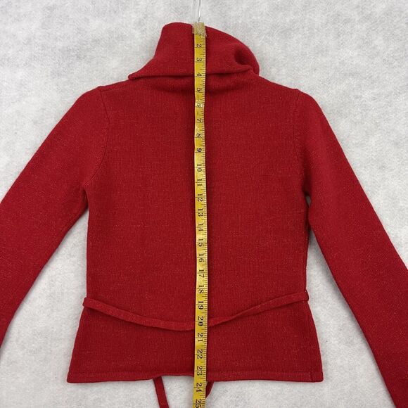 KCKC Turtleneck Lambs Wool Sweater Womens Size Medium Red Glitter - Picture 11 of 13